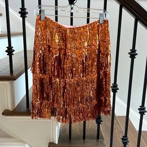 NWT Maeve Copper Sequined Skirt w/Fringe